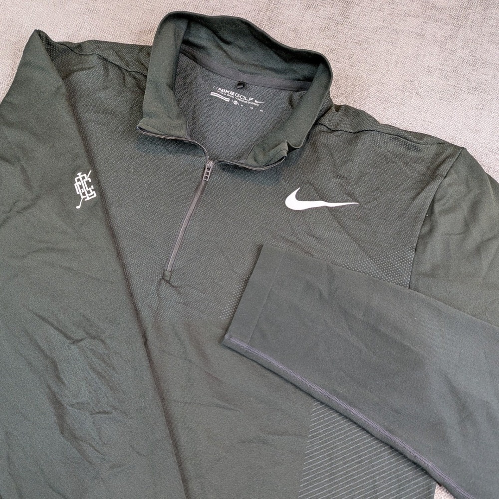 Nike Golf Quarter Zip Mens XL Dark Green Logo Performance Activewear Pullover